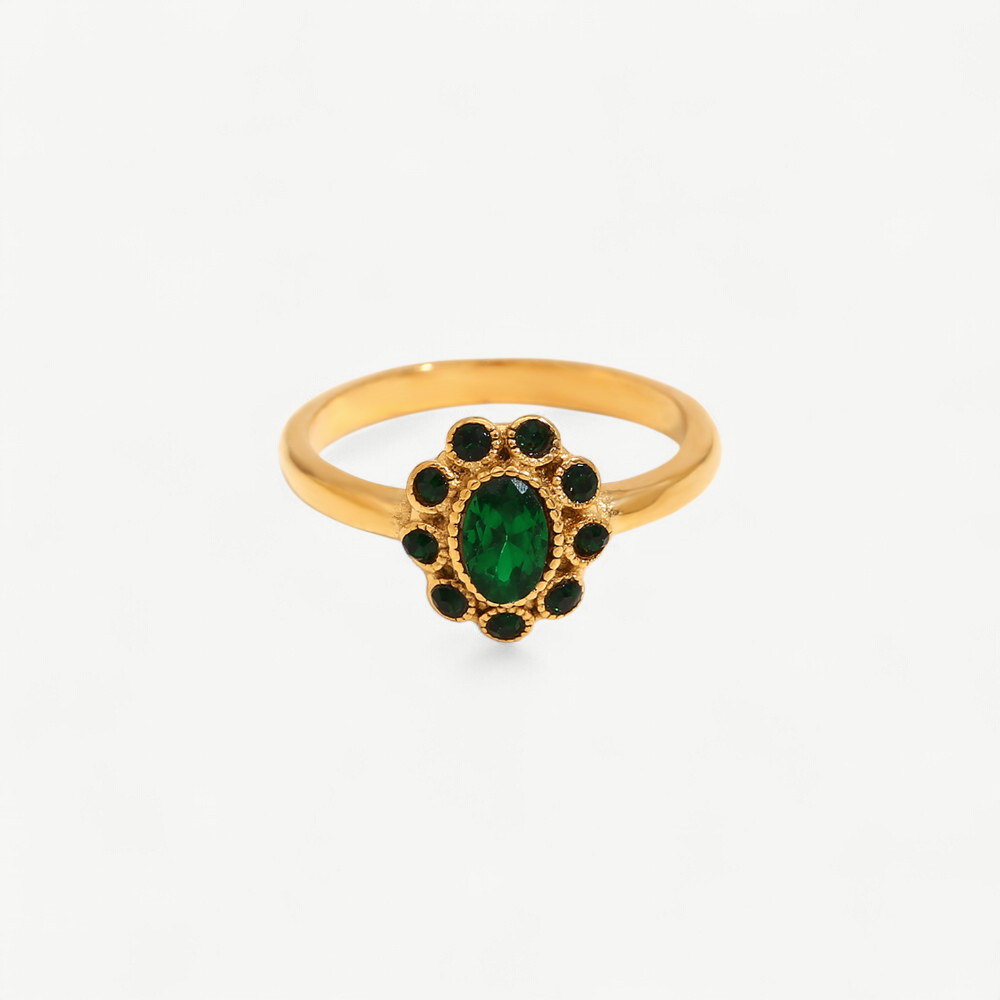 Vintage Green Halo Ring