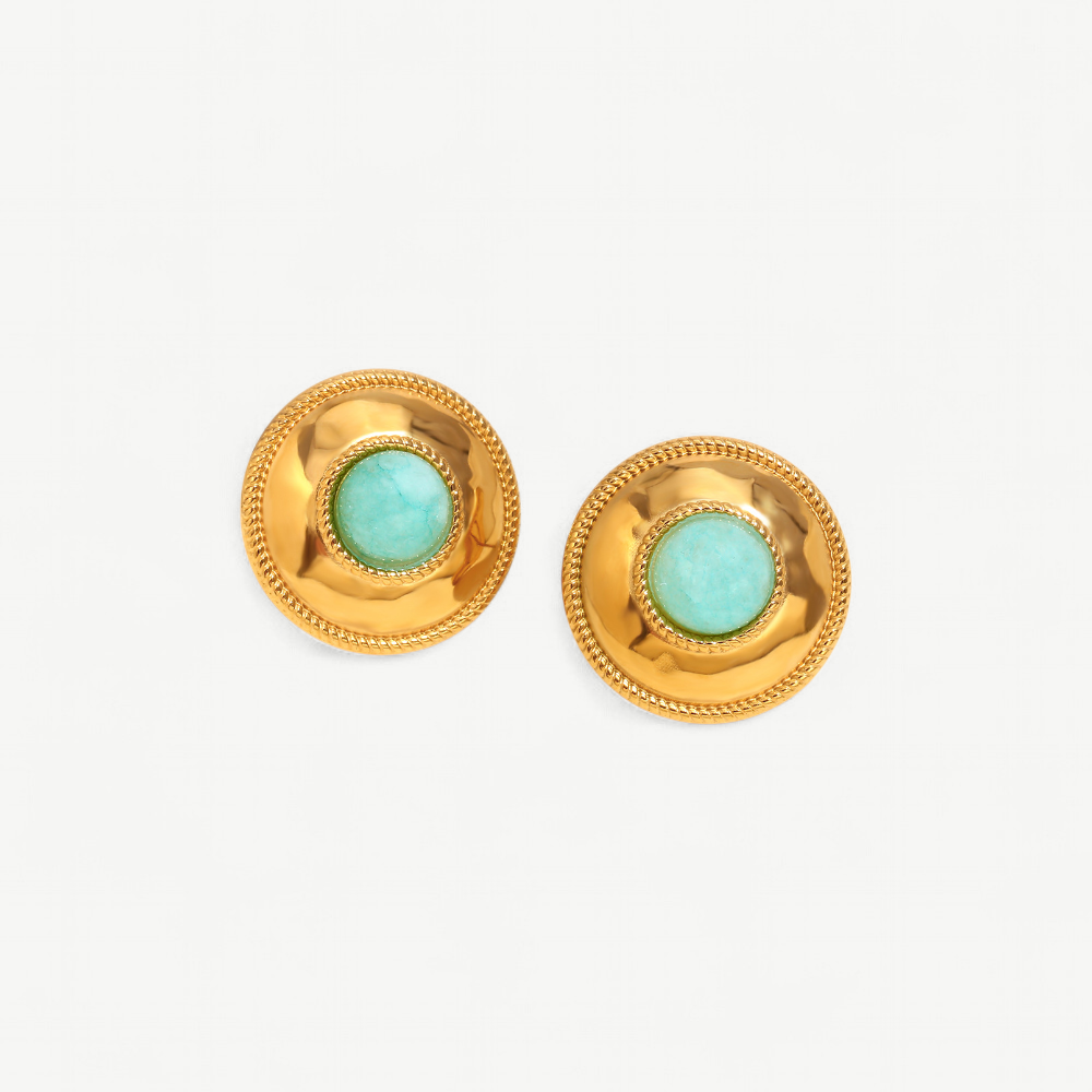 Hammered Amazonite Button Studs
