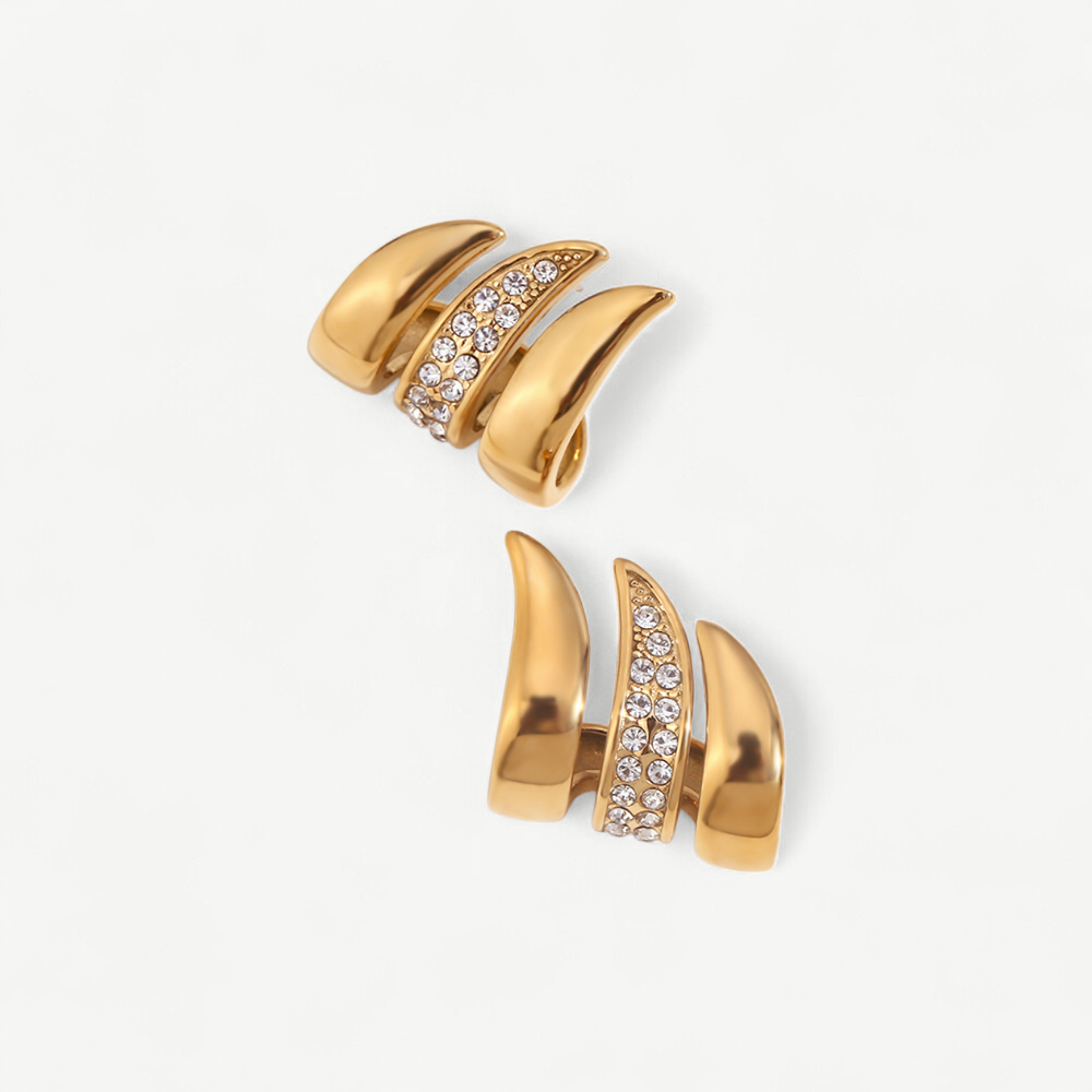 Layered Wave Stud Earrings