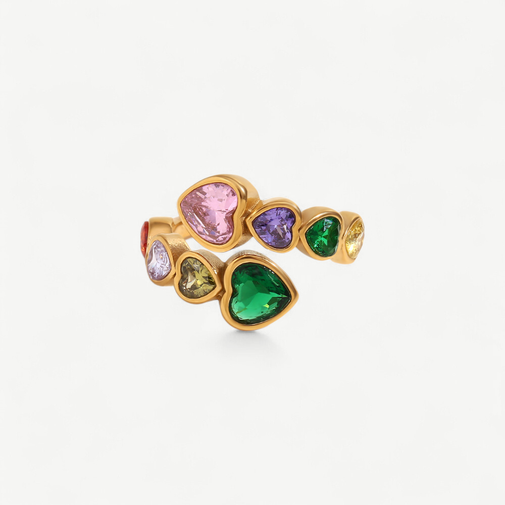 Multi Stone Heart Bypass Ring