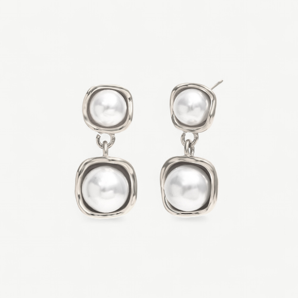 Sculptural Pearl Drop Stud Earrings