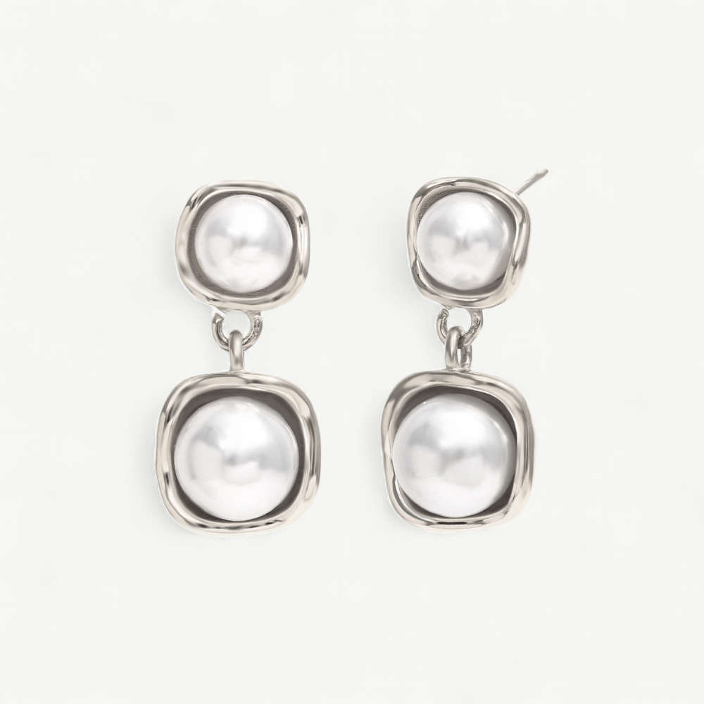 Double Pearl Drop Earrings
